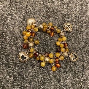 Elegant Silver and Amber Beaded Bracelet